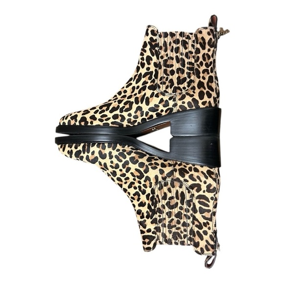 Coach Bowery Chelsea Pull-On Ankle Bootie Calf Fur Animal Print Cheetah Leopard - Picture 6 of 14